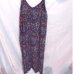 GAP Floral Print‎ Navy Blue Spaghetti Strap V Neck Mini Dress Size Medium